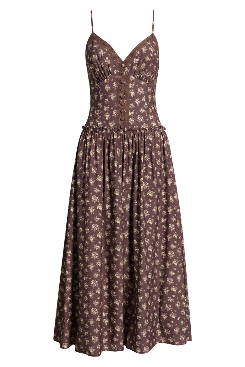 Lotta Lace Floral Dress, Alternate, color, BROWN MULTI