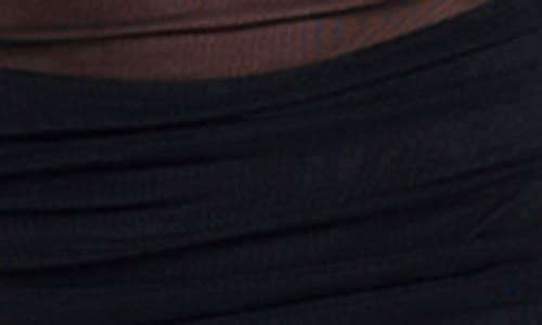 Kenneth Cole Rouched Mesh Maxi Dress In Black