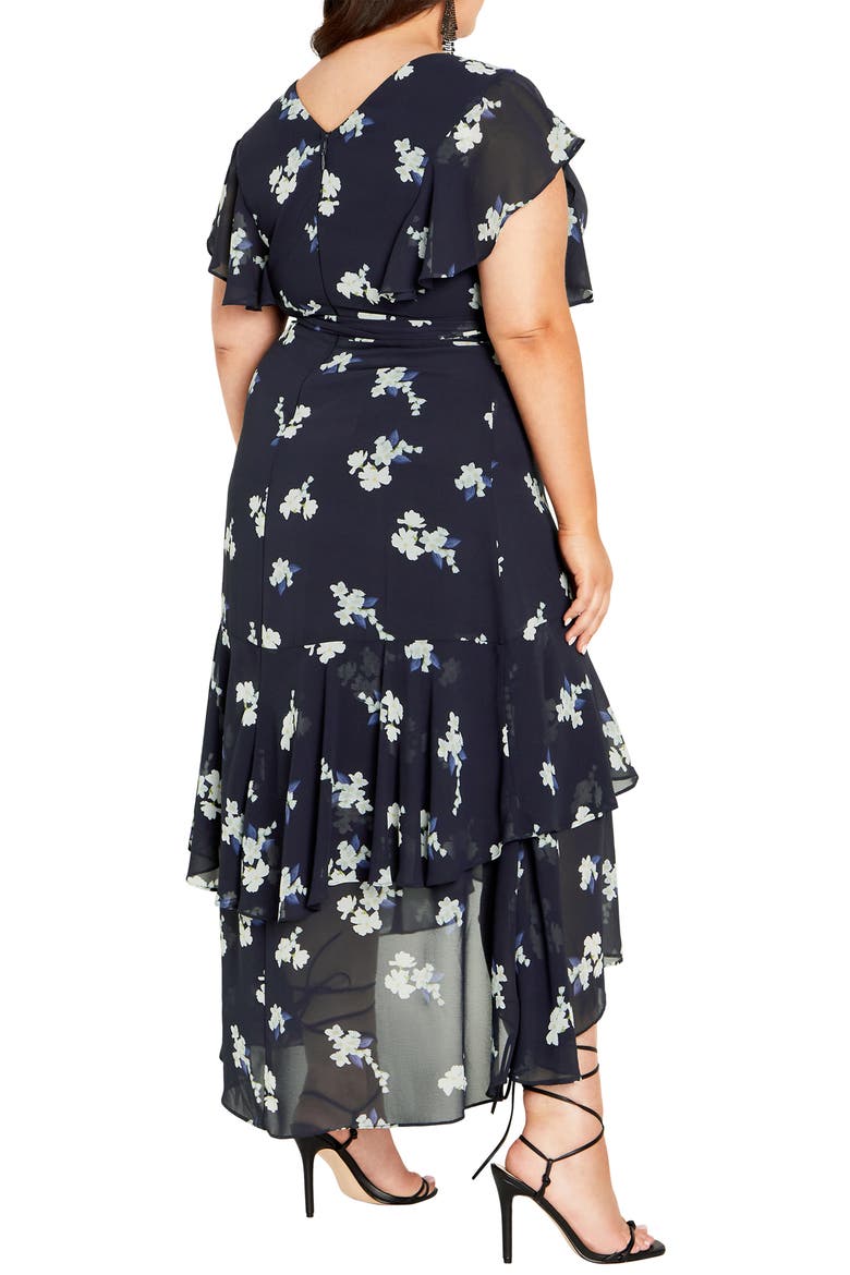 Demure Floral Faux Wrap High-Low Dress, Alternate, color, DEMURE FLORAL