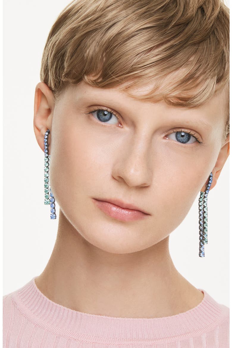 Matrix Crystal Linear Drop Earrings, Alternate, color, SILVER/ MULTI