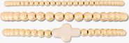 CUFFED BY NANO Pearl Cross 14k Gold Filled Bead Three Bracelet Stack