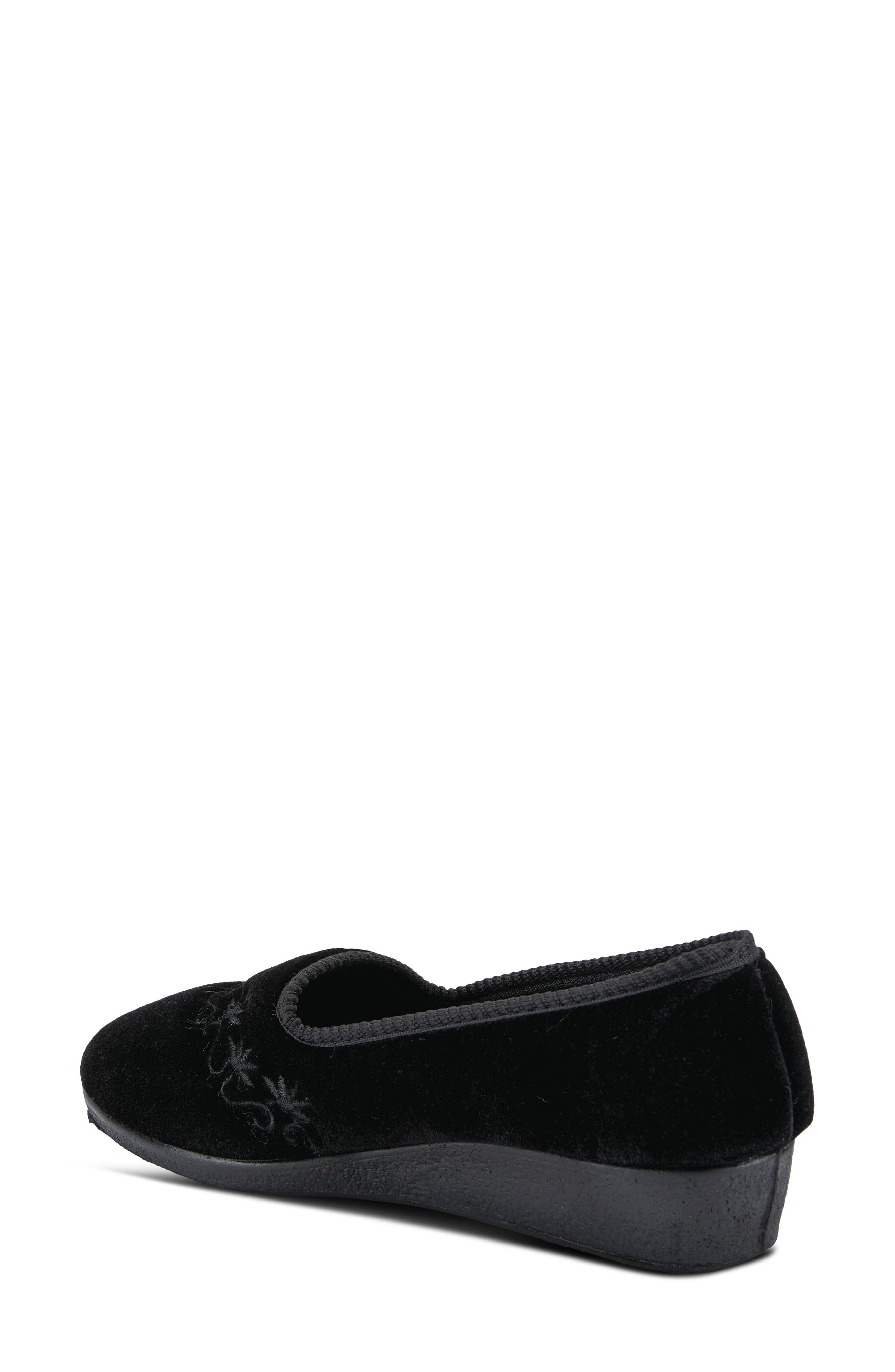 Flexus by Spring Step Jolly Velvet Slipper, Alternate, color, Black