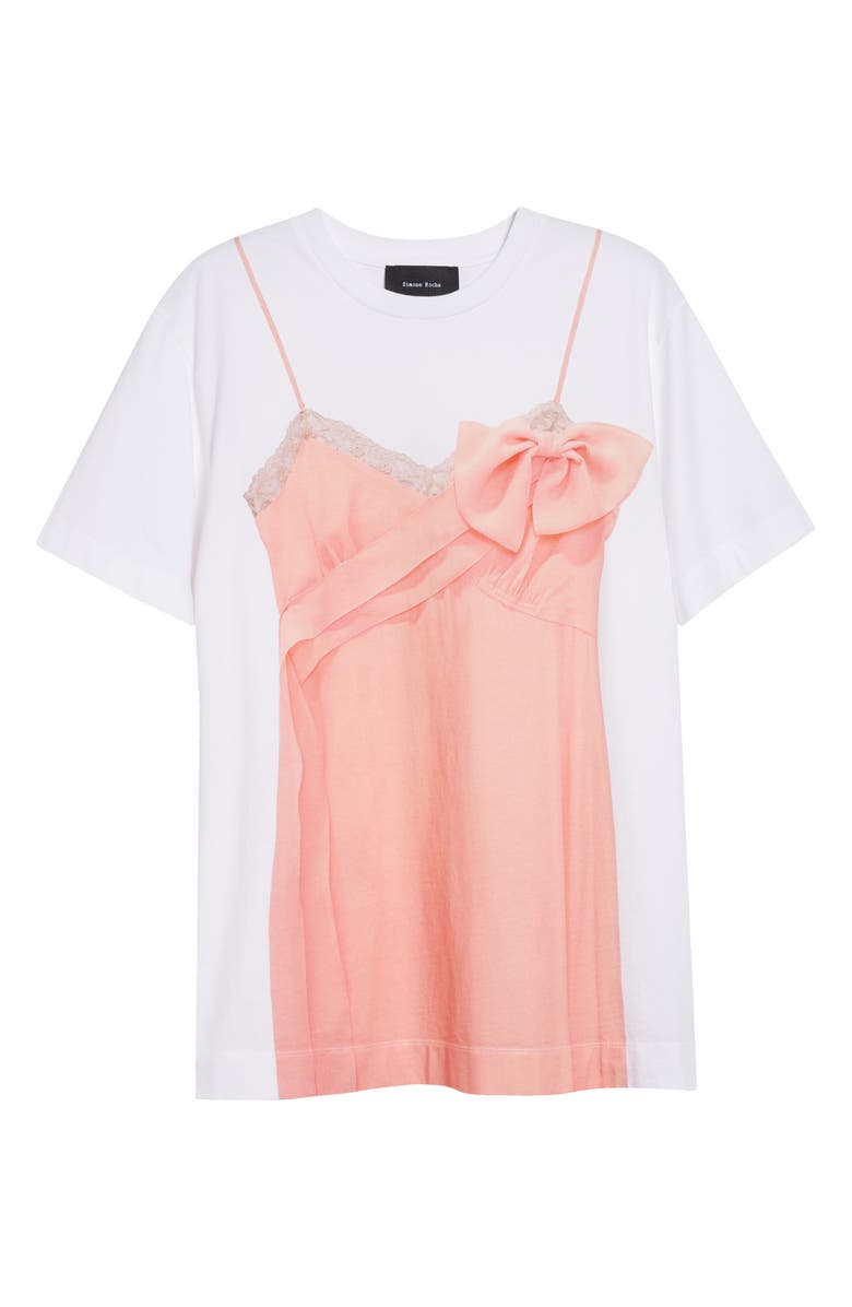 Simone Rocha Bow Sash Trompe l'Oeil T-Shirt, Main, color, White/ Clementine
