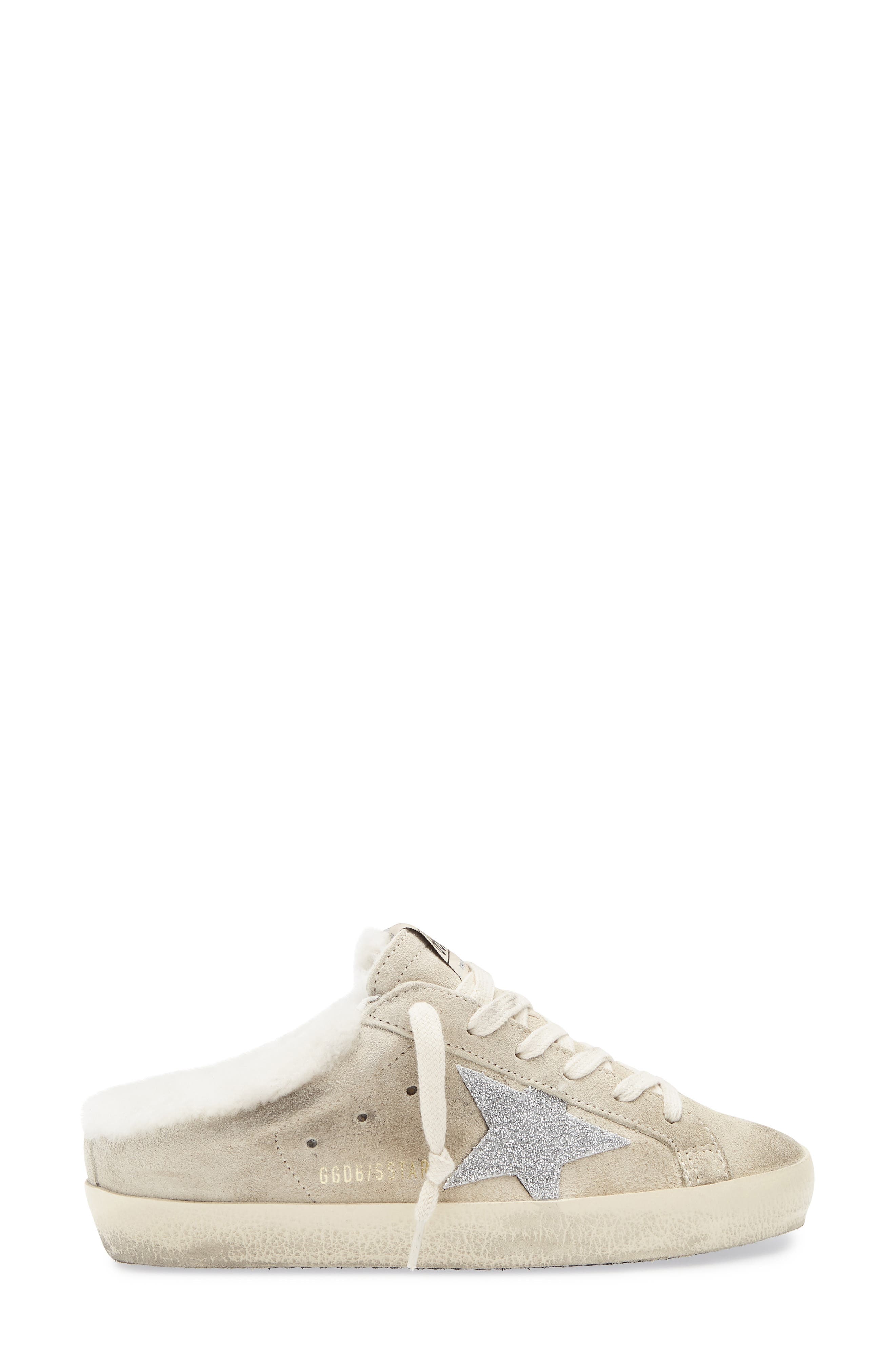 Golden Goose Super-Star Sabot Genuine Shearling Lined Mule Sneaker, Alternate, color, White/ Crystal