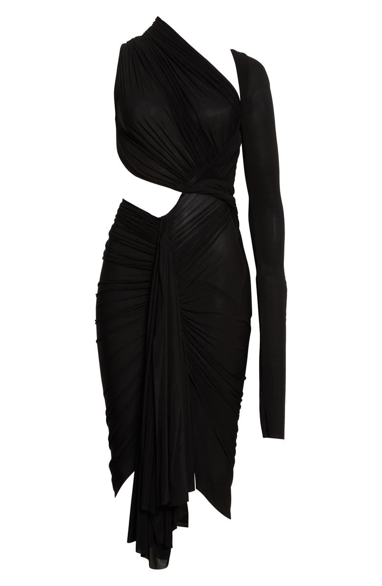 Rick Owens Long Sleeve Ruched Mesh Dress, Alternate, color,