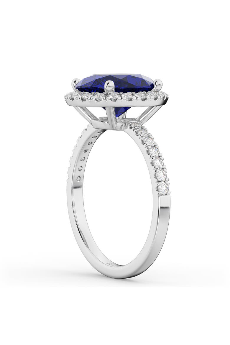 Oval Cut Halo Blue Sapphire & Diamond Engagement Ring 14K, Alternate, color, 3.66ct/White Gold