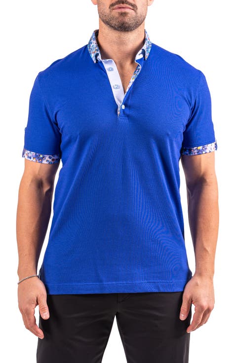 Collarsolidlapis Blue Button-Down Polo