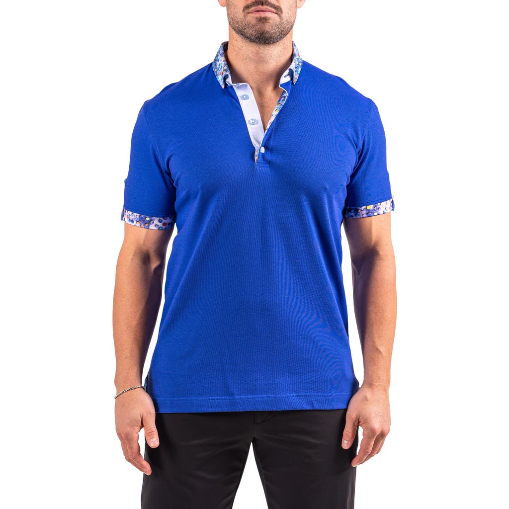 Maceoo Collarsolidlapis Blue Button-down Polo In Blue