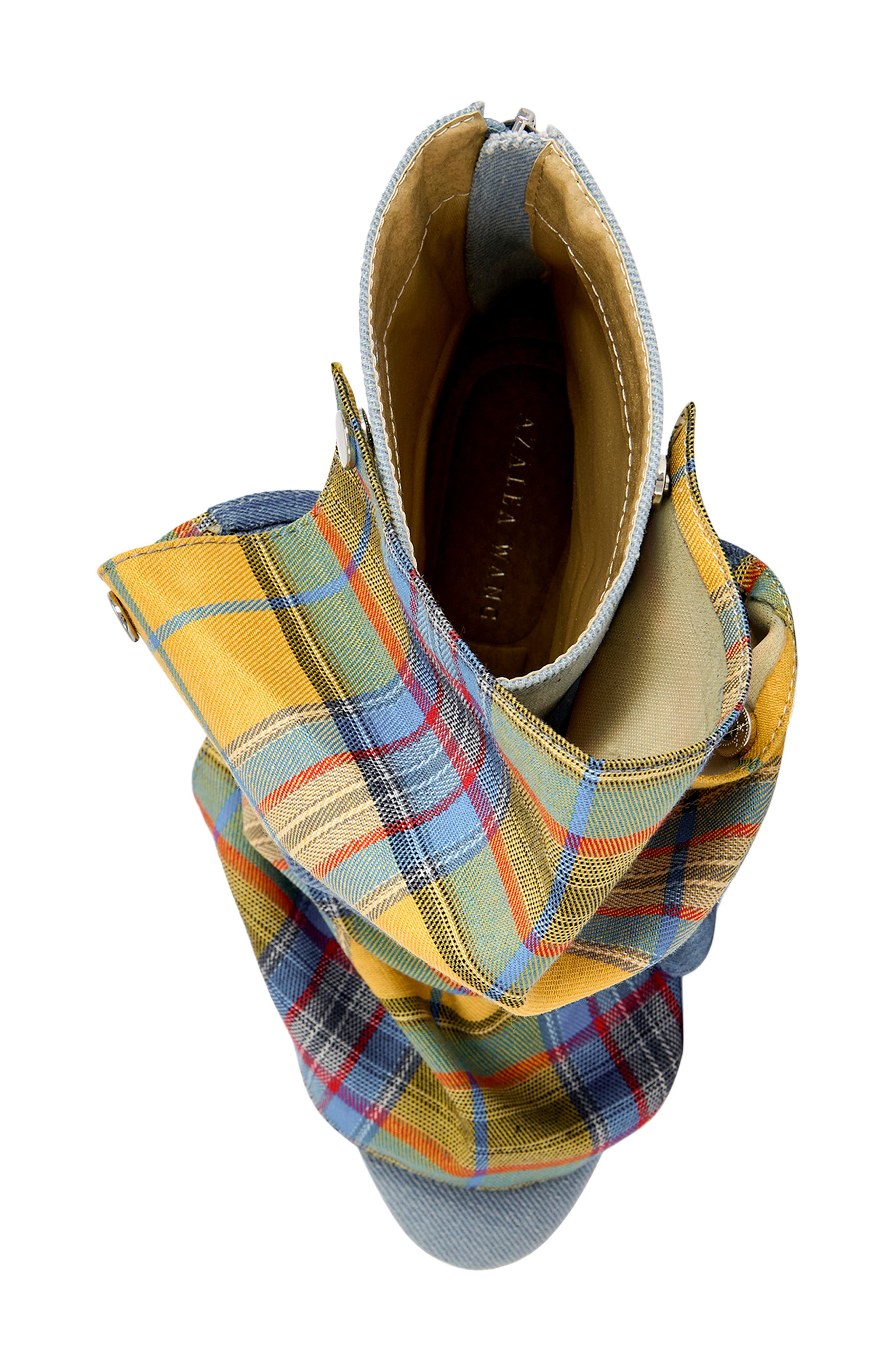 AZALEA WANG Birdsong Open Toe Denim Bootie, Alternate, color, Yellow Multi