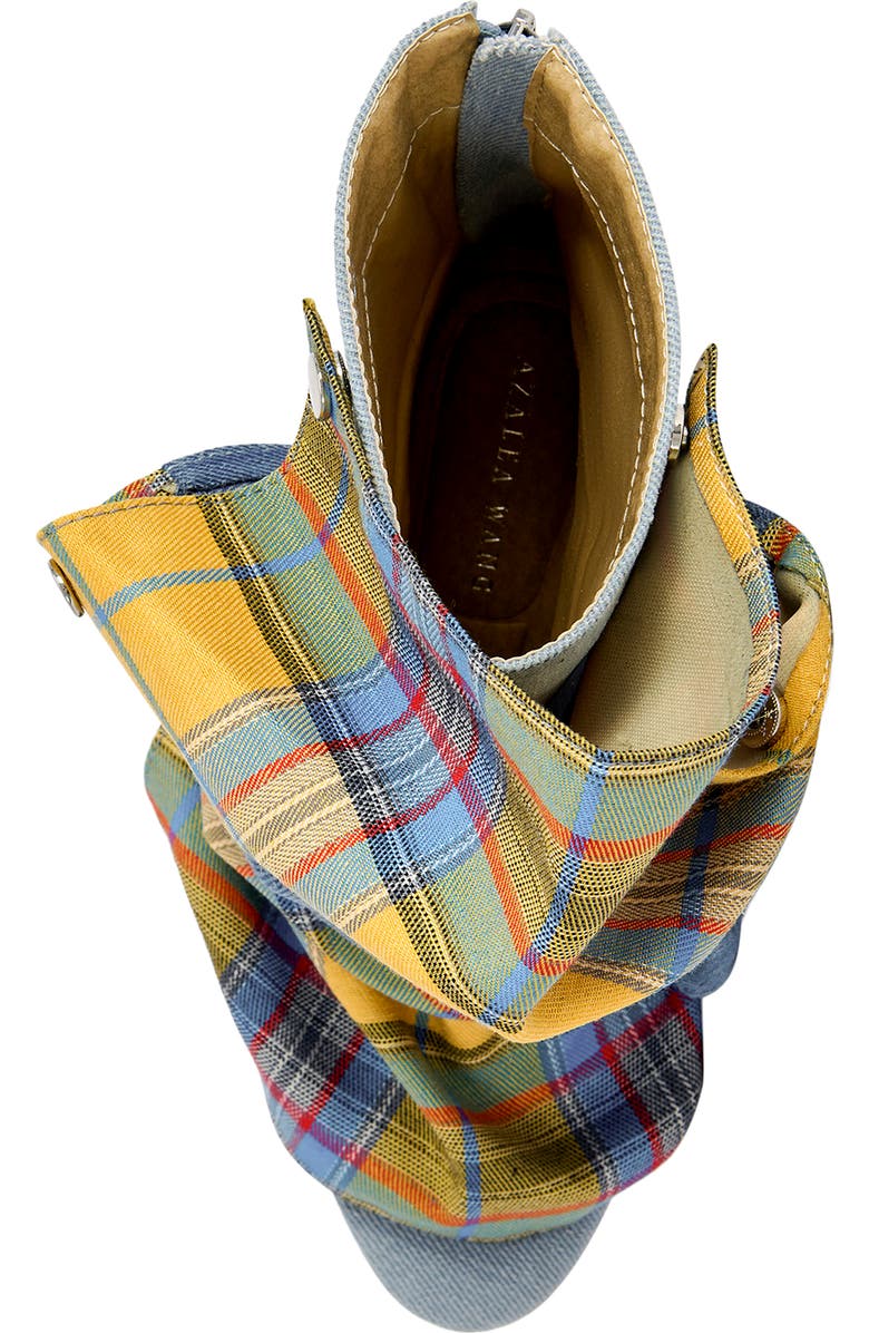AZALEA WANG Birdsong Open Toe Denim Bootie, Alternate, color, Yellow Multi