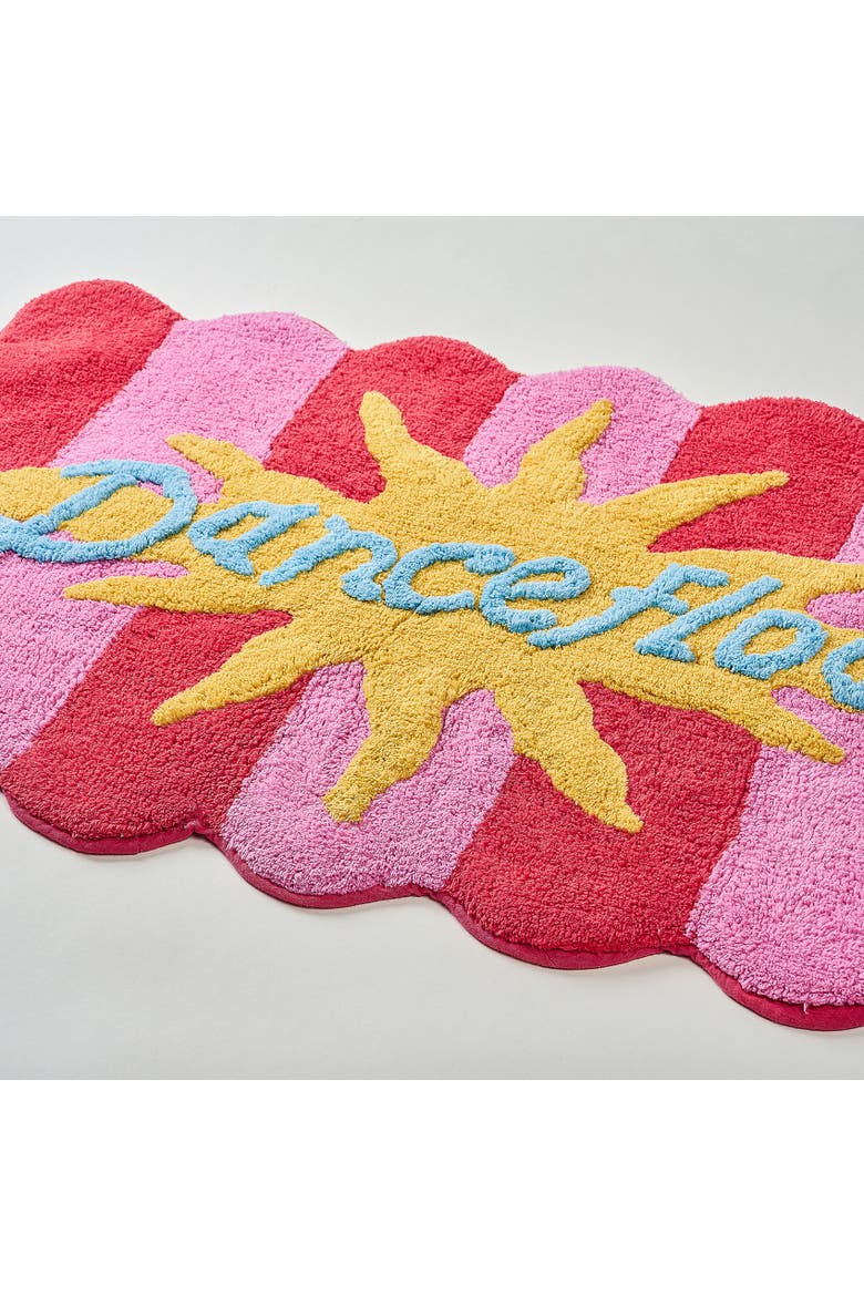 Punjab Dance Floor 100% Cotton Bath Mat 23.5" x Spa-Inspired, Alternate, color, Red - Pink