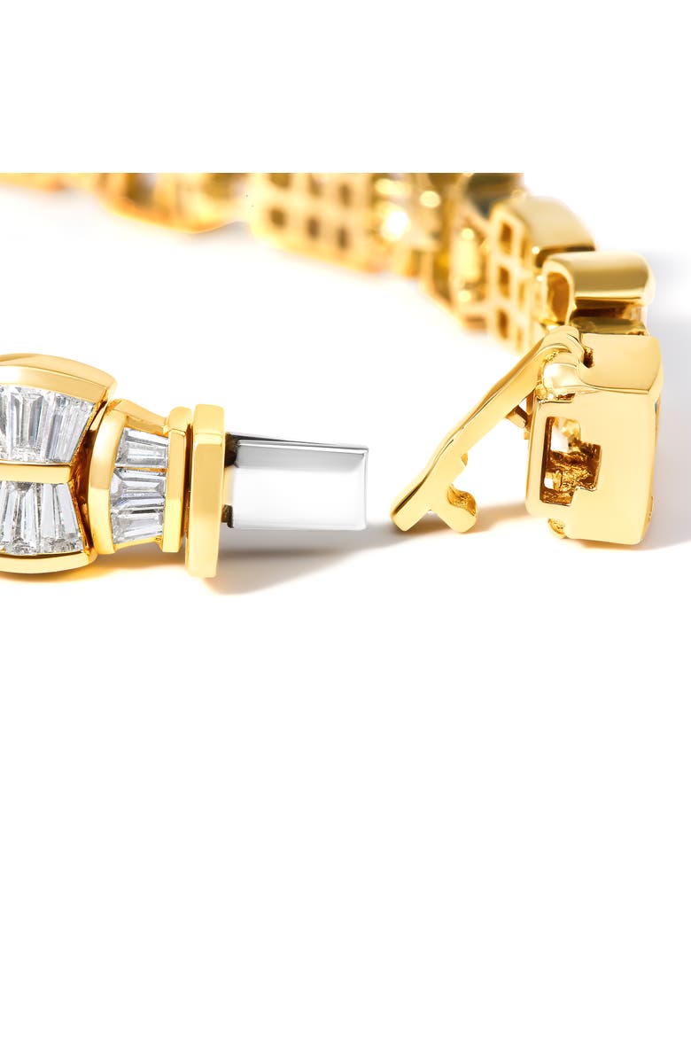 14K Yellow Gold 9 7/8 Cttw Princess and Baguette Diamond Bow and Box Link Tennis Bracelet, Alternate, color, Yellow Gold
