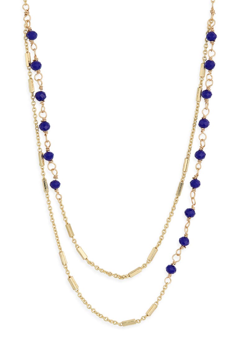 Crystal Two Row Necklace, Main, color, NAVY