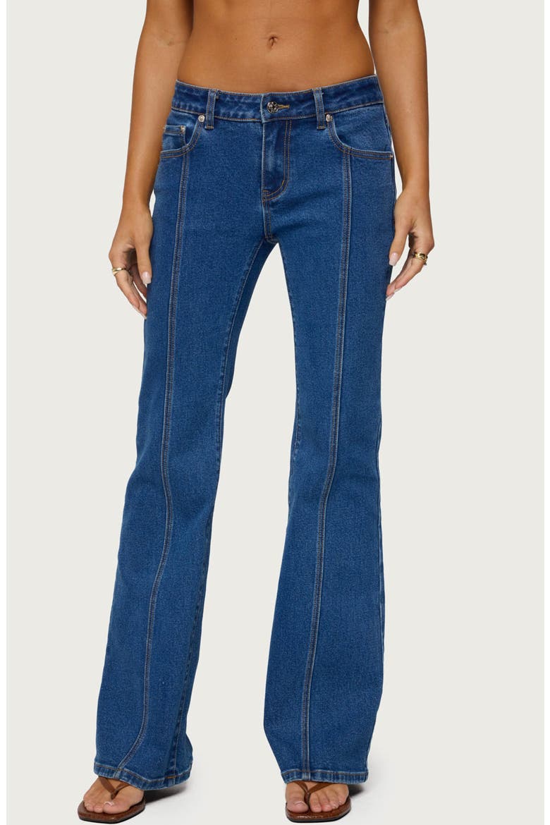 Starrie Seamed Low Rise Flare Jeans, Main, color, BLUE
