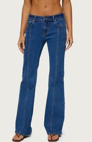EDIKTED Starrie Seamed Low Rise Flare Jeans