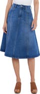 Wash Lab Denim Spin Paneled Denim Midi Skirt