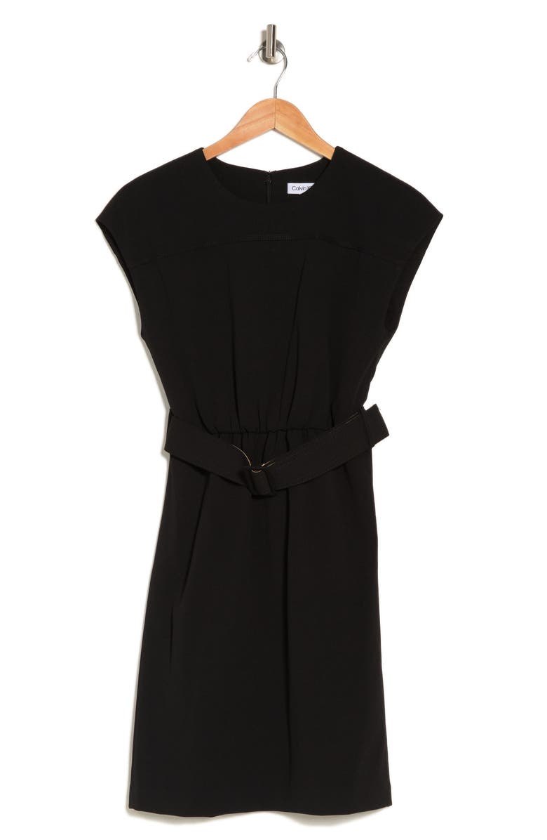 Calvin Klein Short Sleeve Belted Sheath Dress, Alternate, color, 