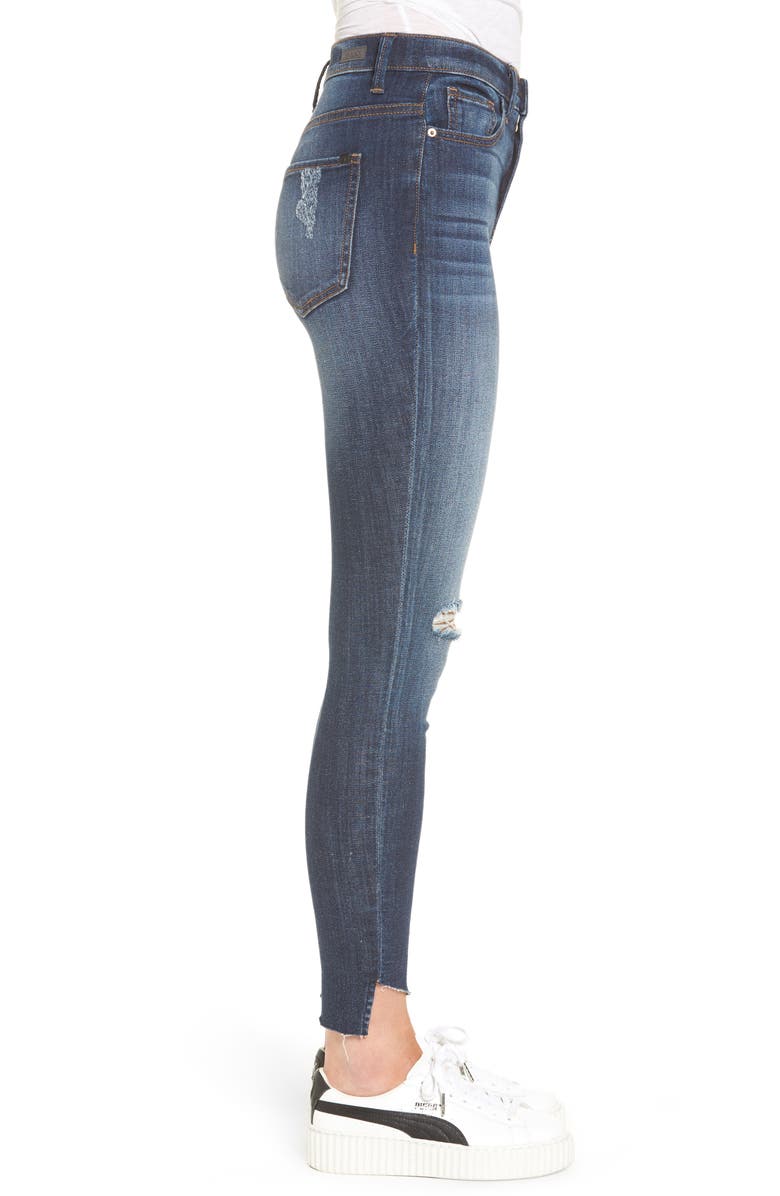 SP Black Angled Step Hem High Waist Skinny Jeans, Alternate, color,