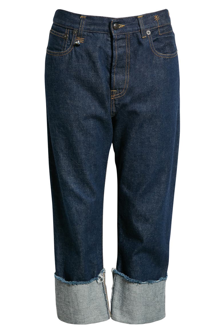 Tailored Drop Crotch Cuffed Straight Leg Jeans, Alternate, color, INDIGO RINSE