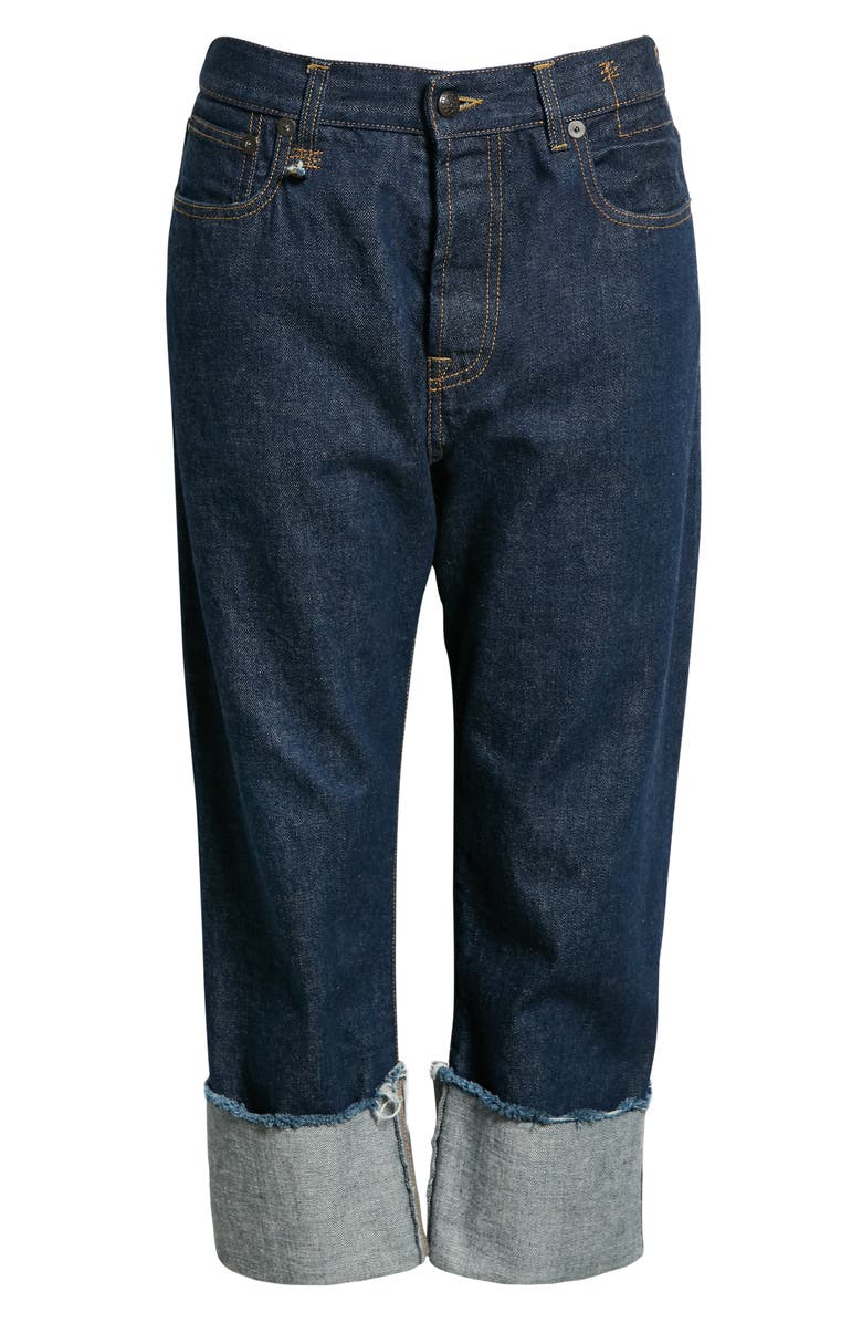 R13 Tailored Drop Crotch Cuffed Straight Leg Jeans, Alternate, color,