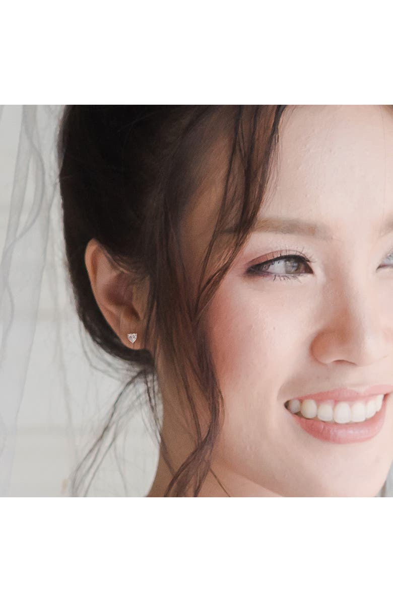 DELMAR Sterling Silver Lab Created Moissanite Heart Stud Earrings, Alternate, color, Silver