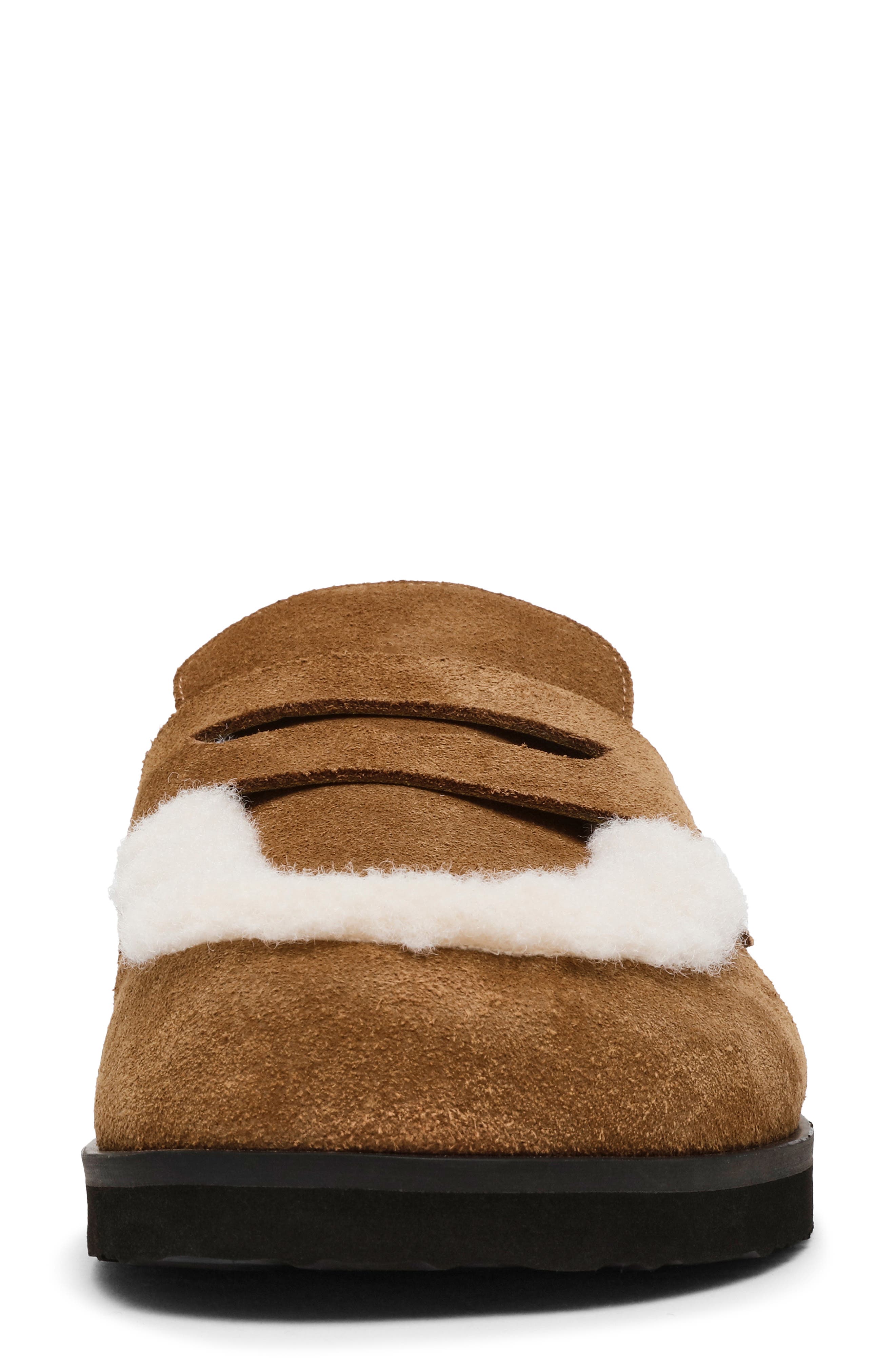 Steve Madden Tomlin Faux Fur Trim Mule, Alternate, color, Chestnut Suede