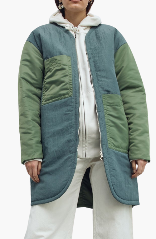 Caalo Reversible Sustainable Down Coat In Olive Green/dark Teal