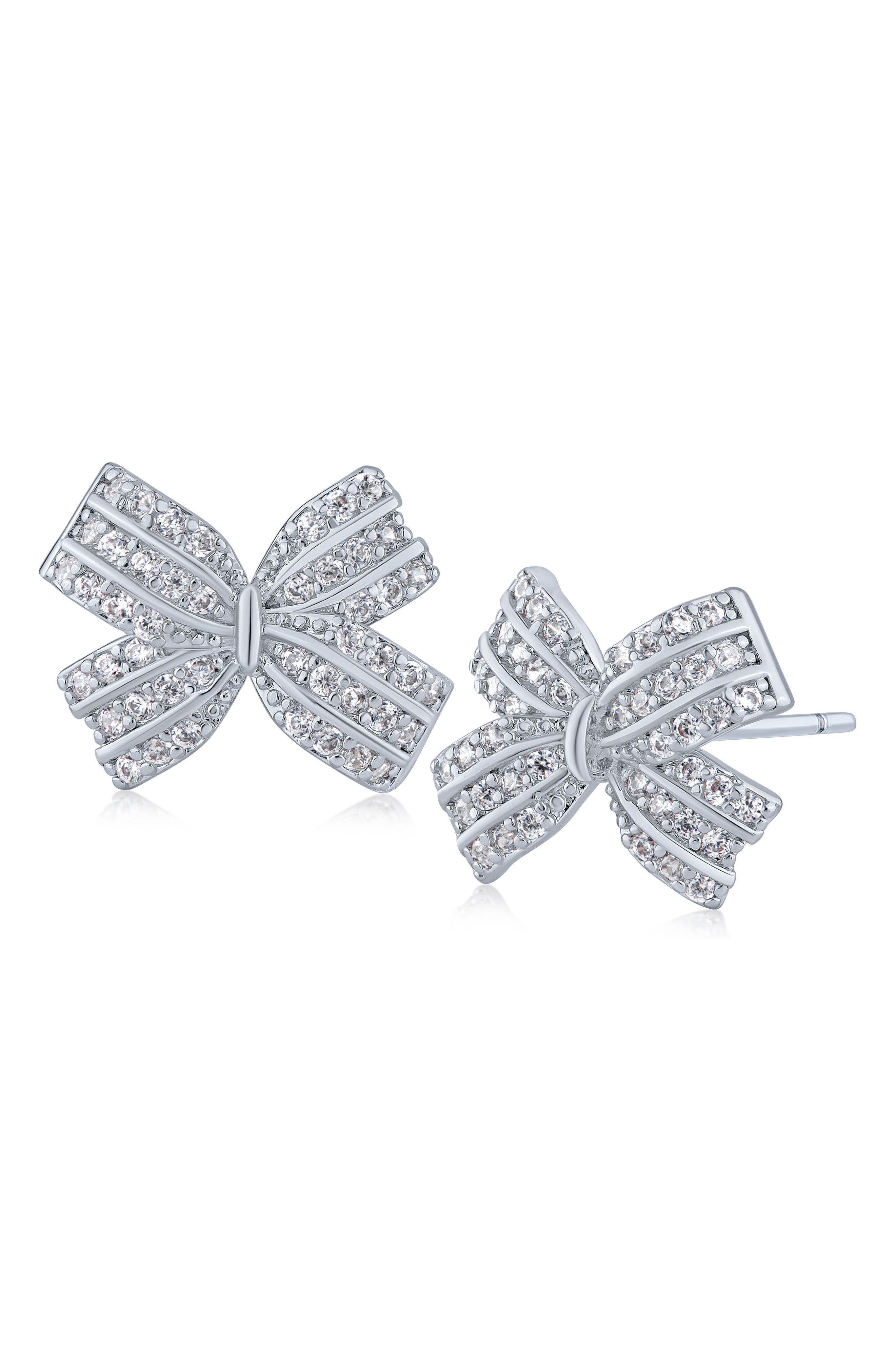 Cubic Zirconia Micro Pave Mini Bow Stud Earrings