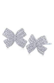 Cubic Zirconia Micro Pave Mini Bow Stud Earrings