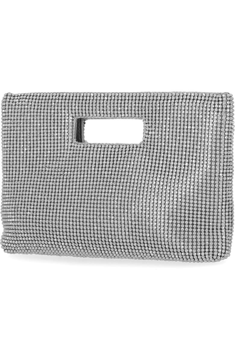 Jessica McClintock Asher Cut Out Handle Clutch, Alternate, color, Silver