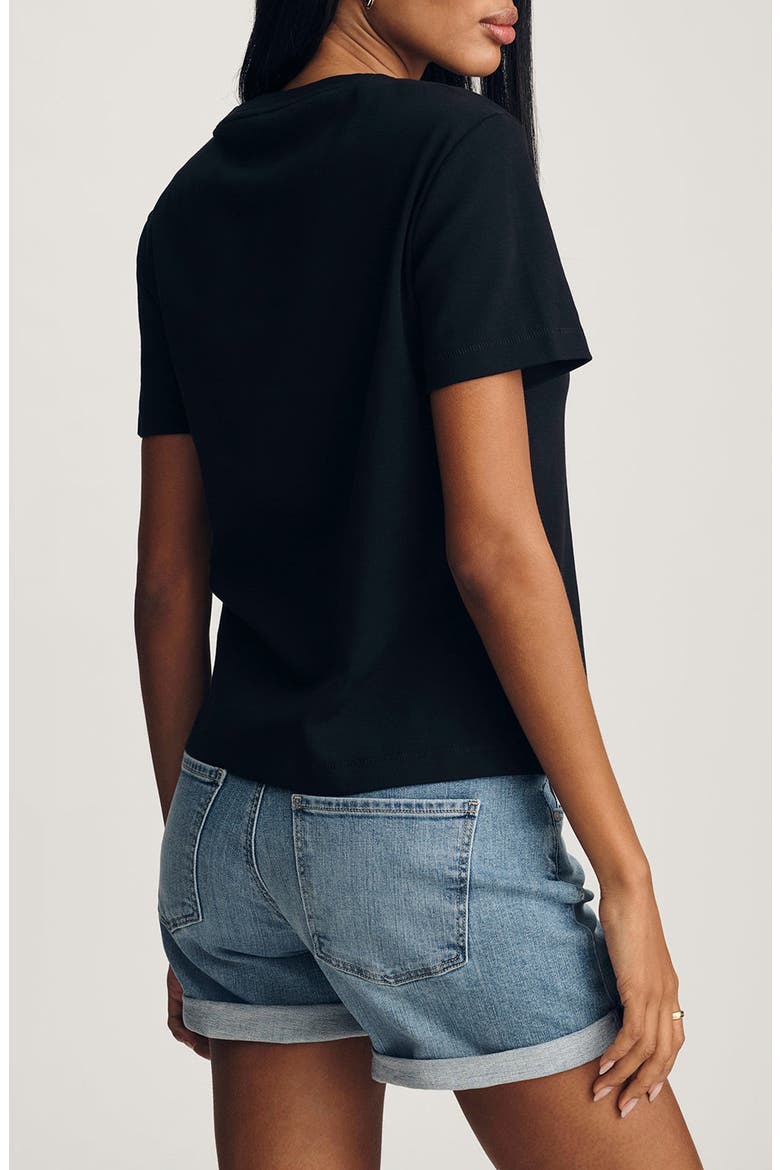 Nina Crewneck Cotton T-Shirt, Alternate, color, BLACK