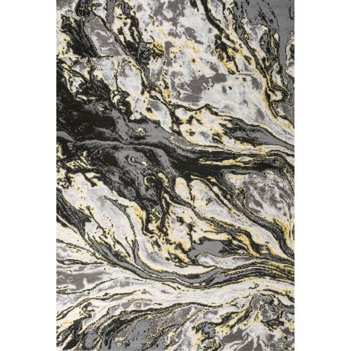 Jonathan Y Swirl Marbled Abstract Area Rug In Black/yellow