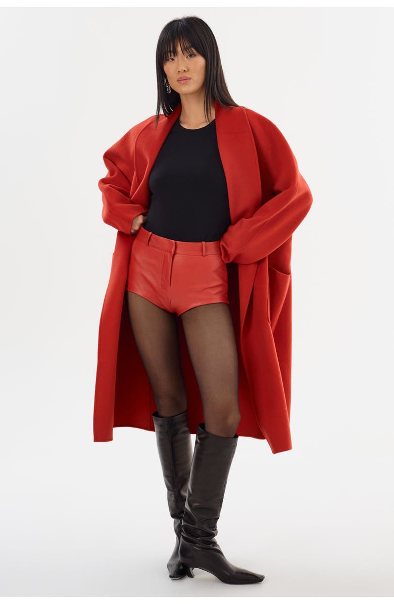 LAMARQUE Annaise | Leather Hot Shorts, Alternate, color, Crimson
