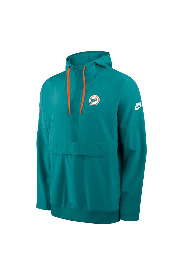Men's Nike Aqua Miami Dolphins Sideline Broken Rules Alternate Anorak Half-Zip Hooded Jacket, Alternate, color, Aqua