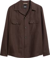 BOSS C-Carper Camp Collar Linen Button-Up Shirt