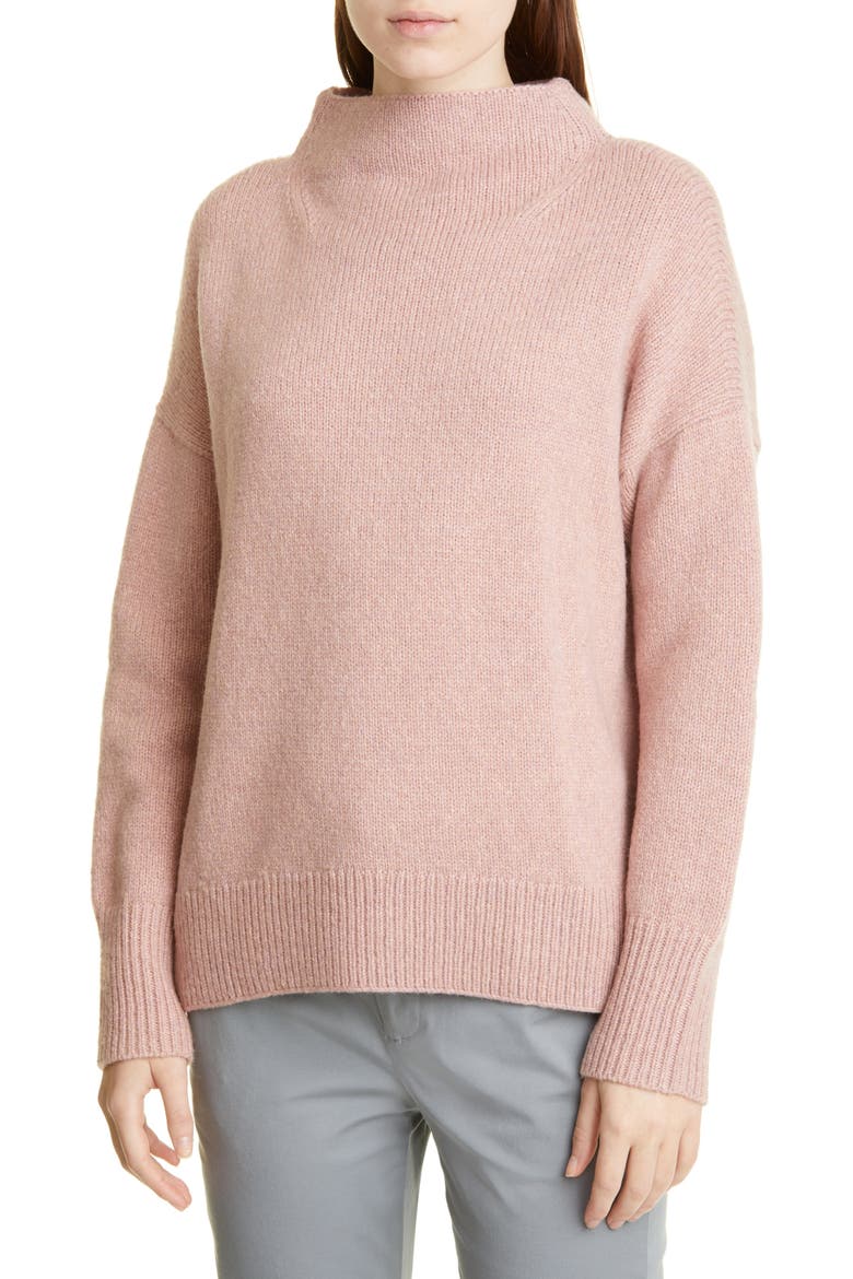 Marled Funnel Neck Wool Blend Sweater, Main, color, DARK BLUSH/ PINK SHELL
