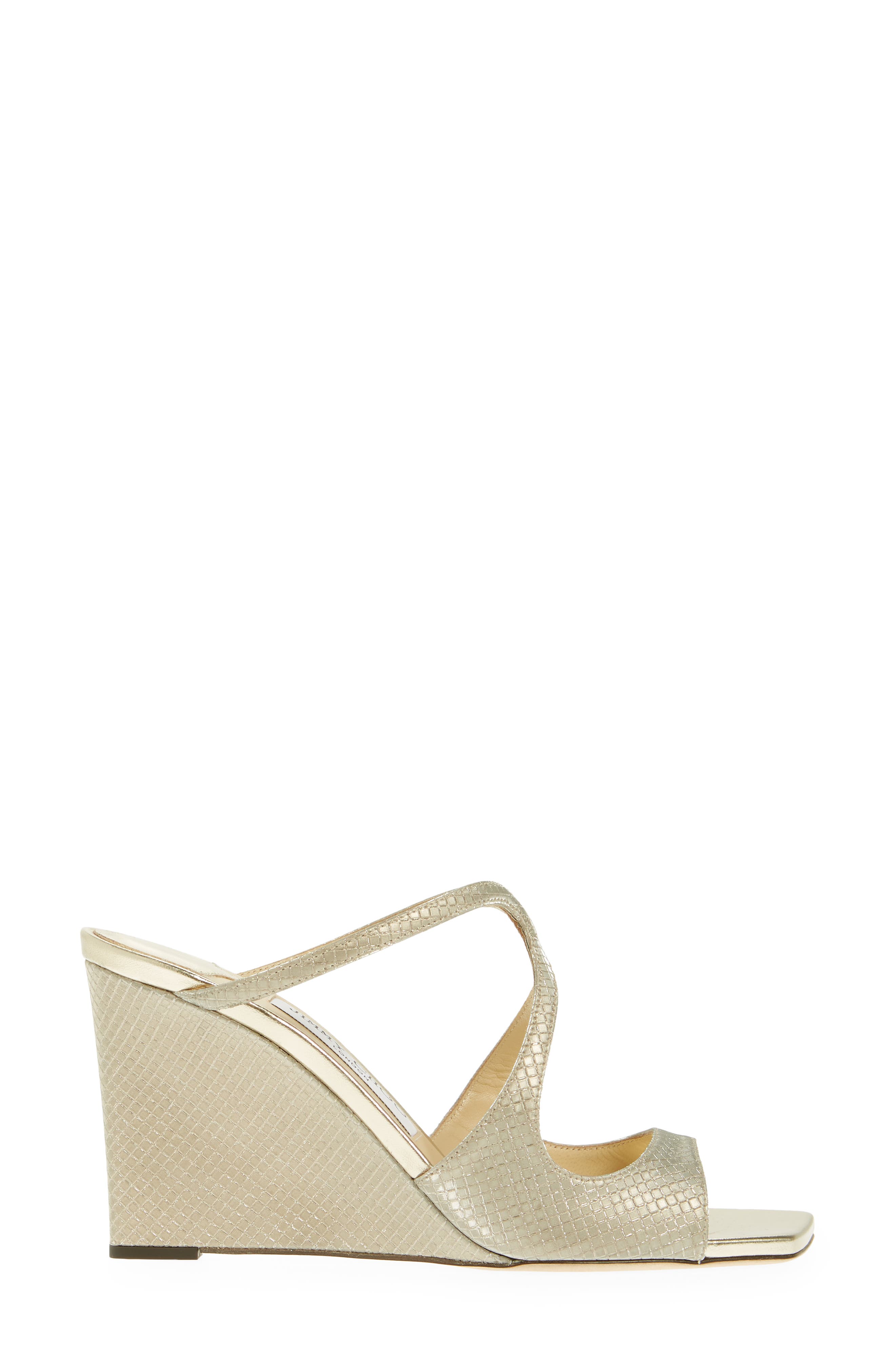 Jimmy Choo Anise Lizard Embossed Strappy Slide Wedge Sandal, Alternate, color, 