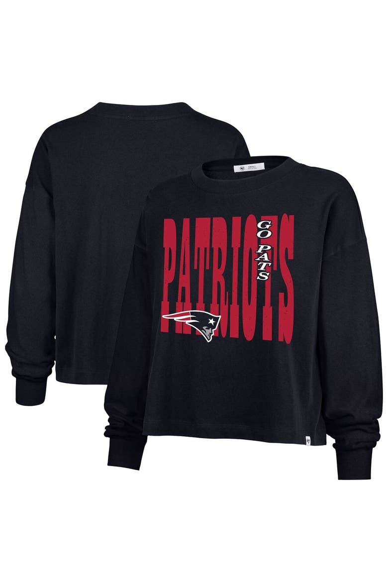 Women's '47  Navy New England Patriots Stacked Sydney Long Sleeve T-Shirt, Main, color, Navy
