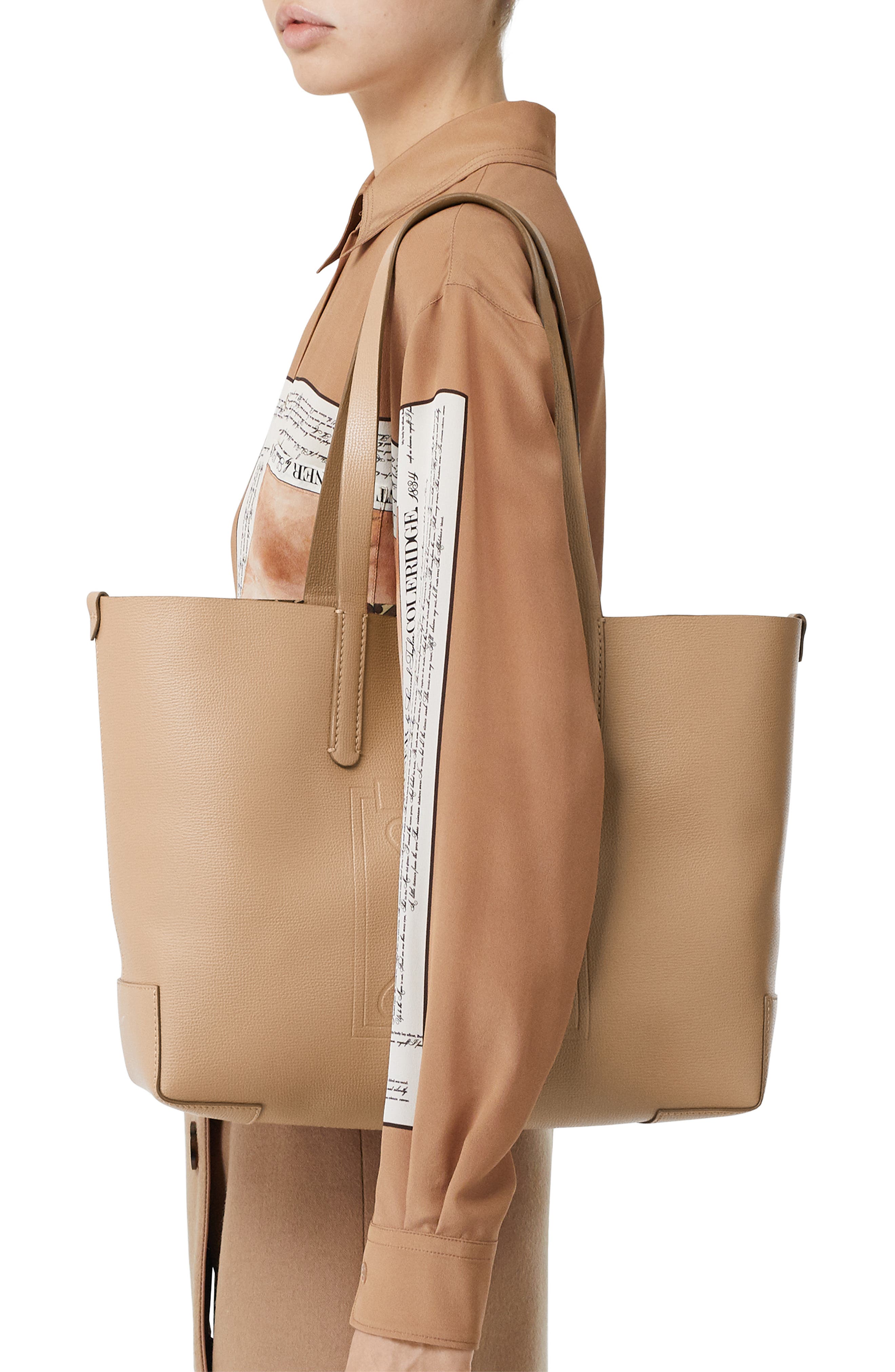 Burberry Embossed Monogram Leather Tote, Alternate, color, 