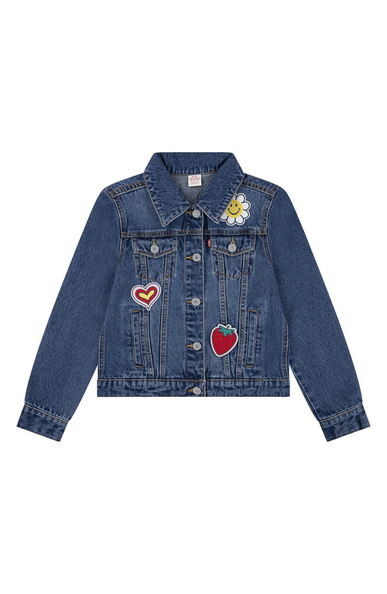 Levi's<sup>®</sup> Kids' Patchwork Denim Trucker Jacket, Main, color, Bristol Blue