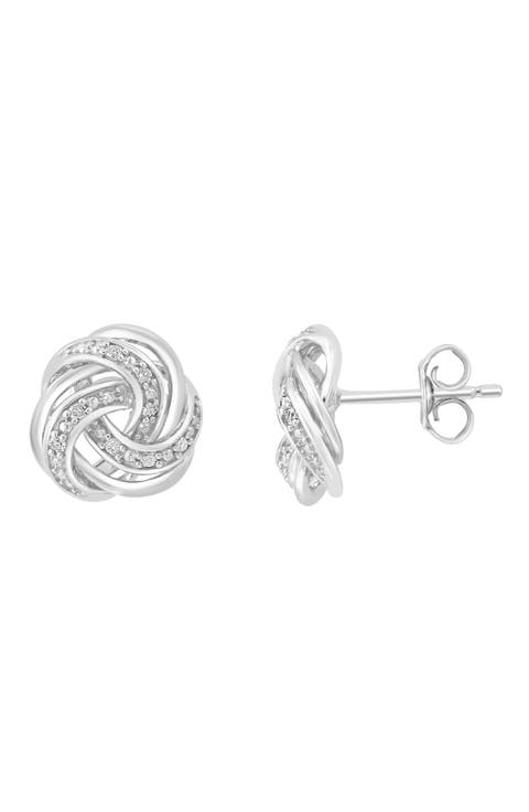 Round Cut Diamond Knot Stud Earrings