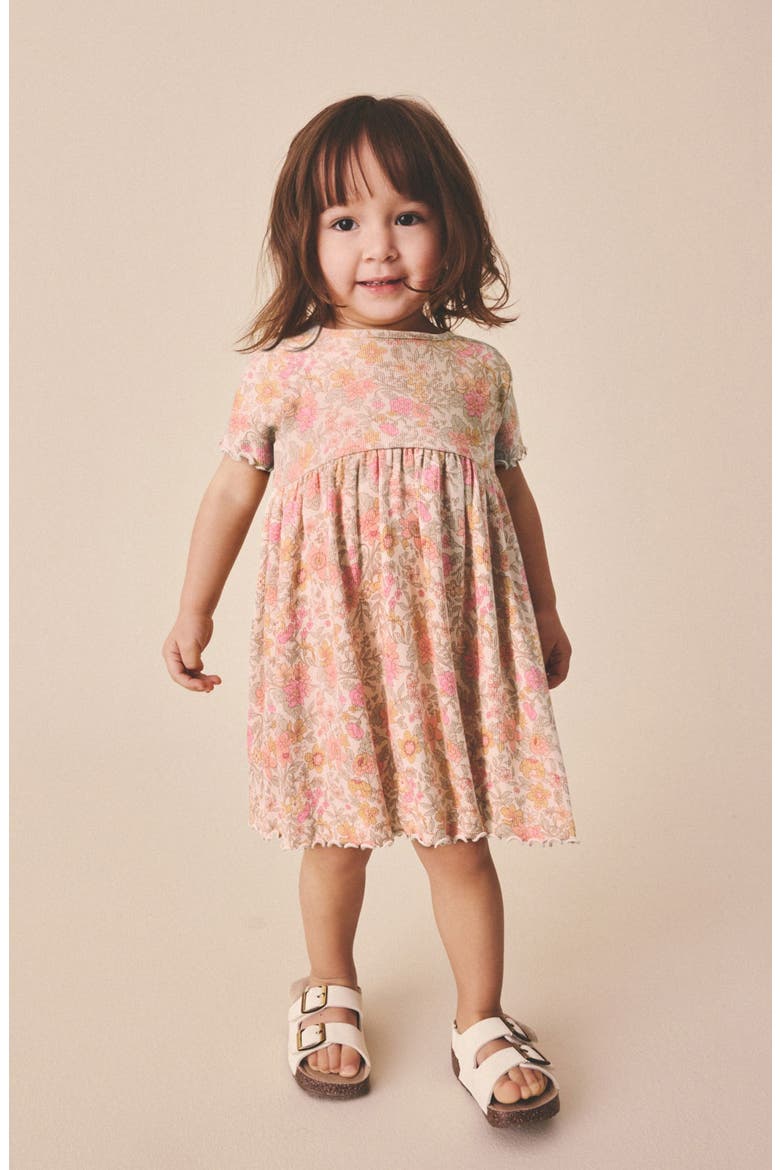 Kids' Ditsy Floral Print Rib Dress, Alternate, color, PINK
