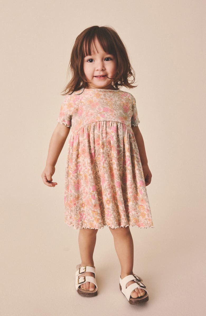 NEXT Kids' Ditsy Floral Print Rib Dress, Alternate, color, Pink