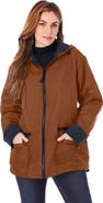 Roaman's Plus Size Hooded Nylon Jacket