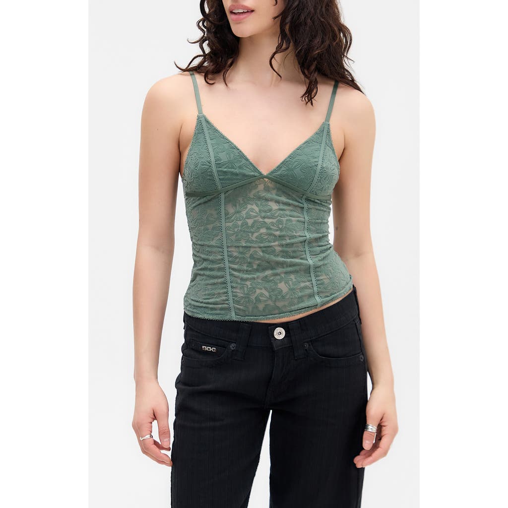 Bdg Urban Outfitters Je'taime Flocked Velvet Camisole In Green