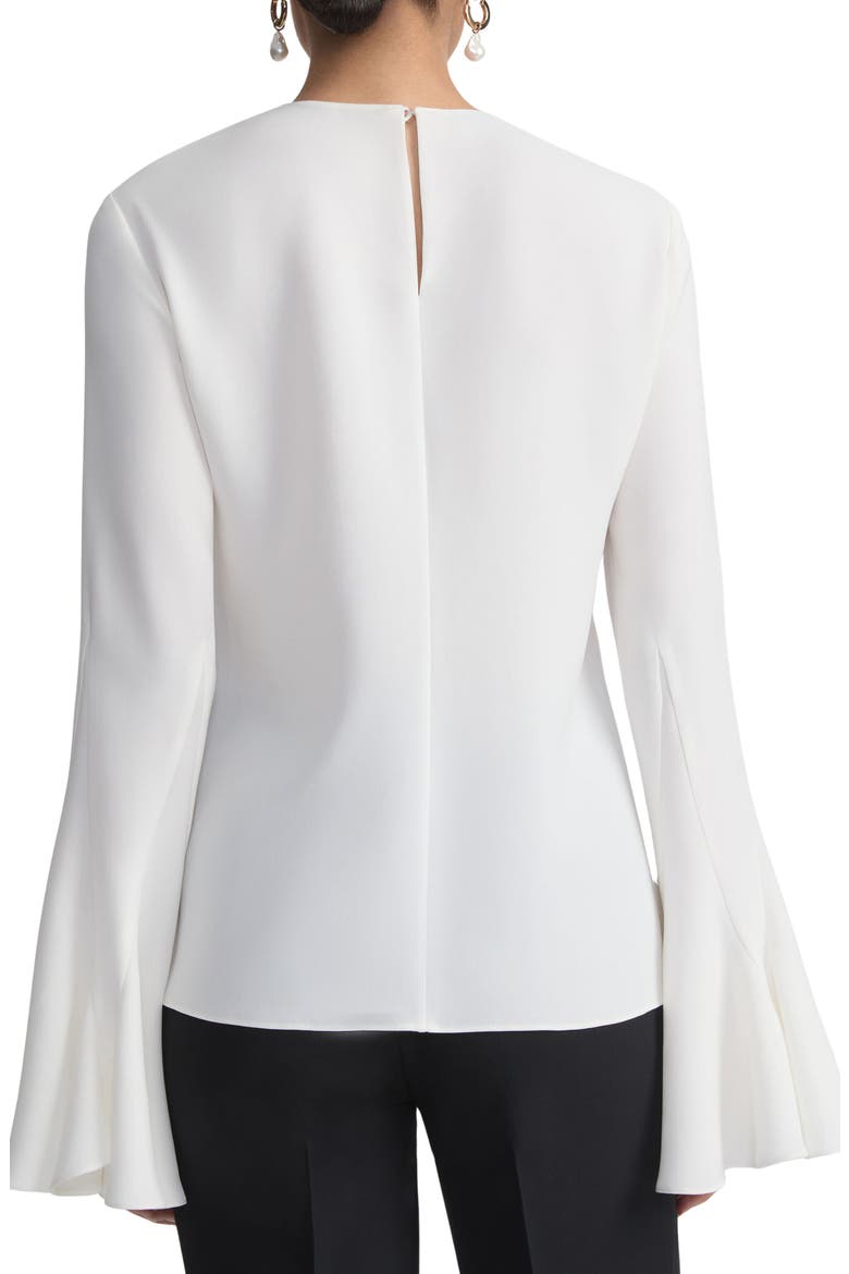Godet Sleeve Crepe Top, Alternate, color, CLOUD