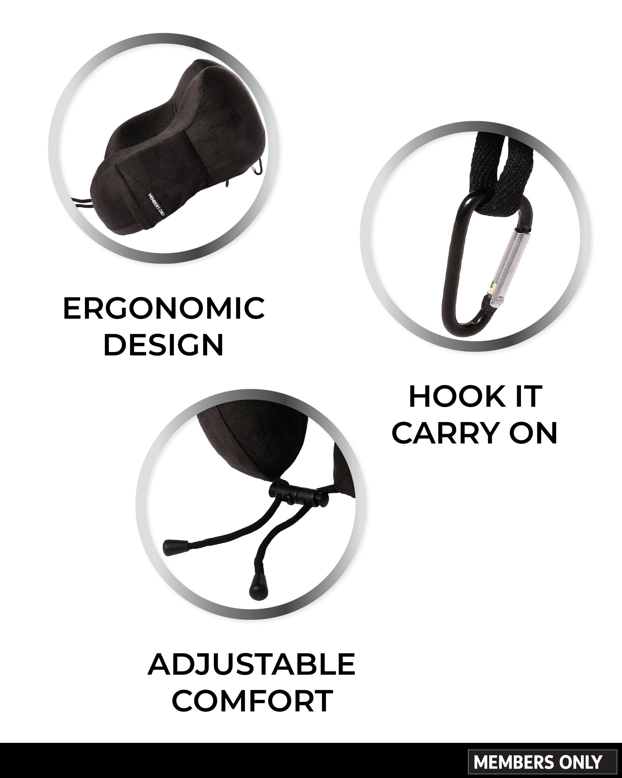 Members Only Memory Foam Travel Neck Pillow, Alternate, color, Black