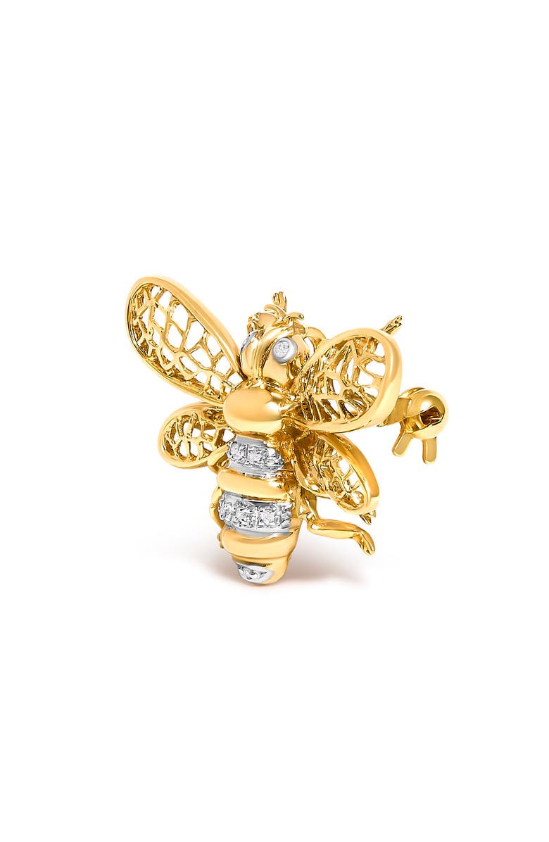 Haus of Brilliance 14K Yellow Gold Diamond Accent Bumble Bee Brooch Convertible Pendant, Alternate, color, Yellow Gold