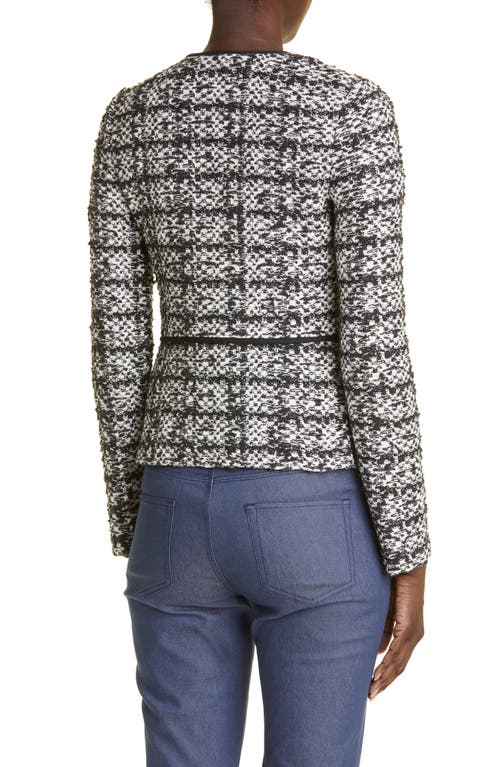 St John St. John Collection Cotton Blend Tweed Peplum Jacket In Ecru/black