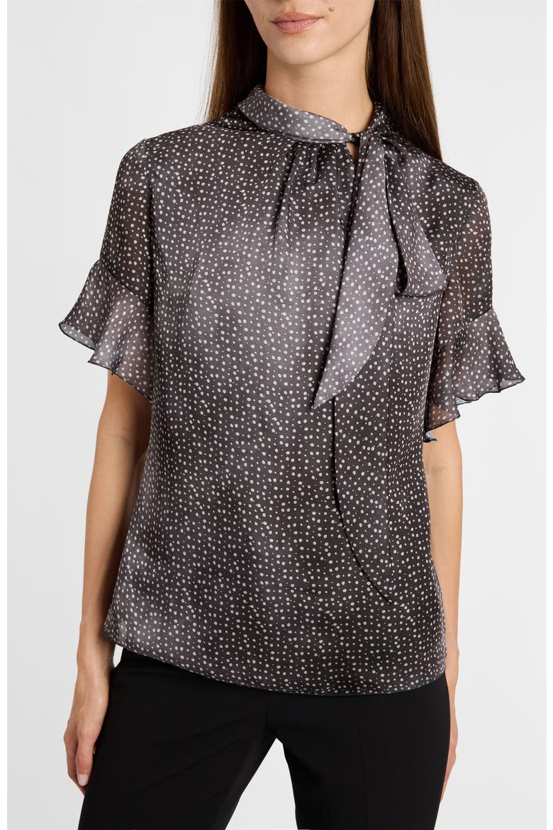 Athena Blouse with Short Flutter-Sleeves, Main, color, Onyx